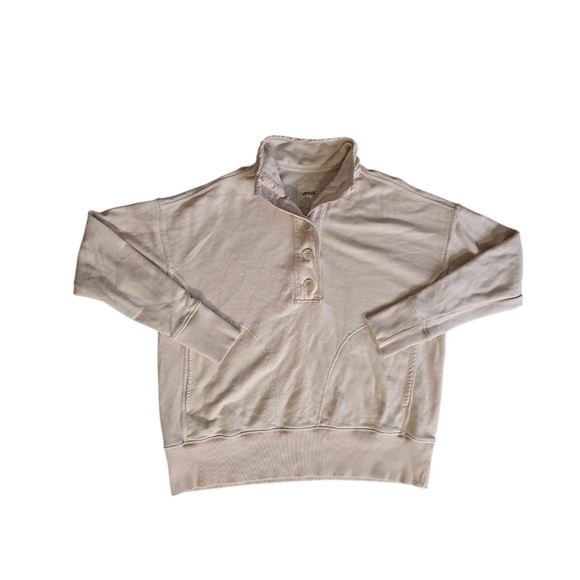 aerie Sweaters - Aerie Oversized Sweatshirt Womens Nude Beige Henley Popover XS